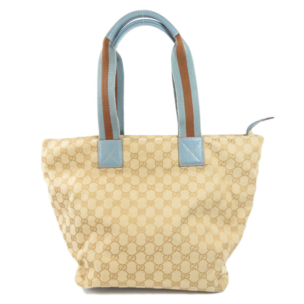 Gucci GG Sherry Bag Line beige Canvas Tote blue Shoulder